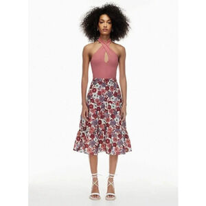 Aritzia Wilfred Women's Skirts Wilfred Atone Linen Floral Midi Skirt in Birch/Wa